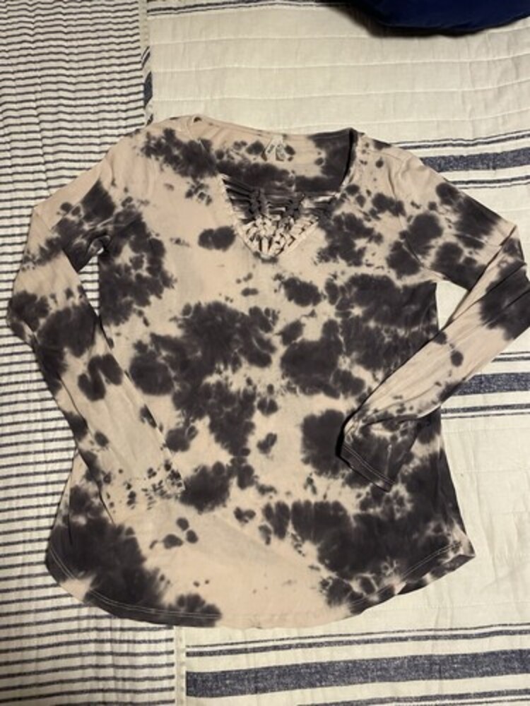 Mudd Black Gray Tie Dye Long Sleeve Top Size S Shirt NWOT